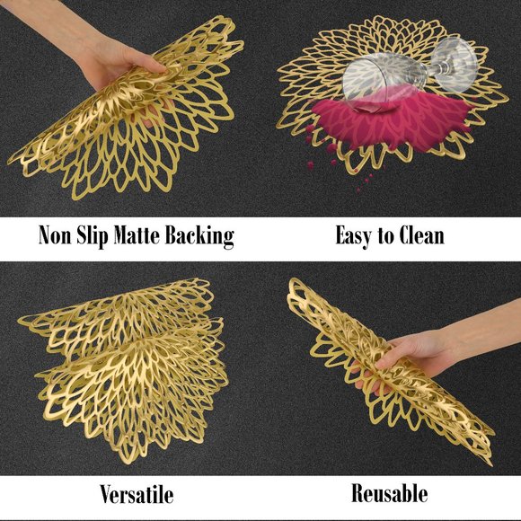 Brand New The Eclectic Home 24 Piece Placemat, Coaster, Napkin & Napkin Ring Set - Picture 4 of 13